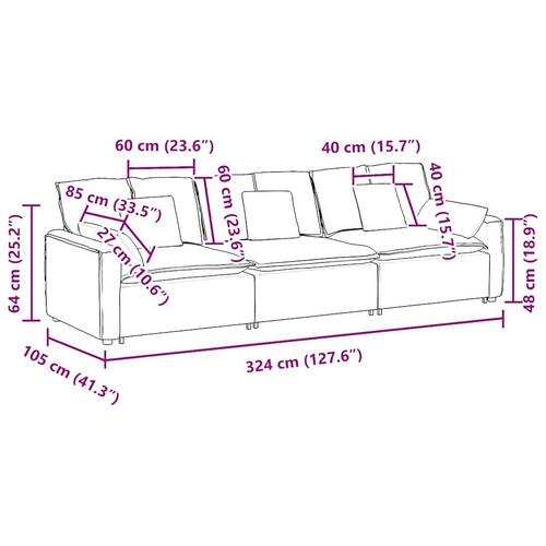 Modulsofa med hynder blå