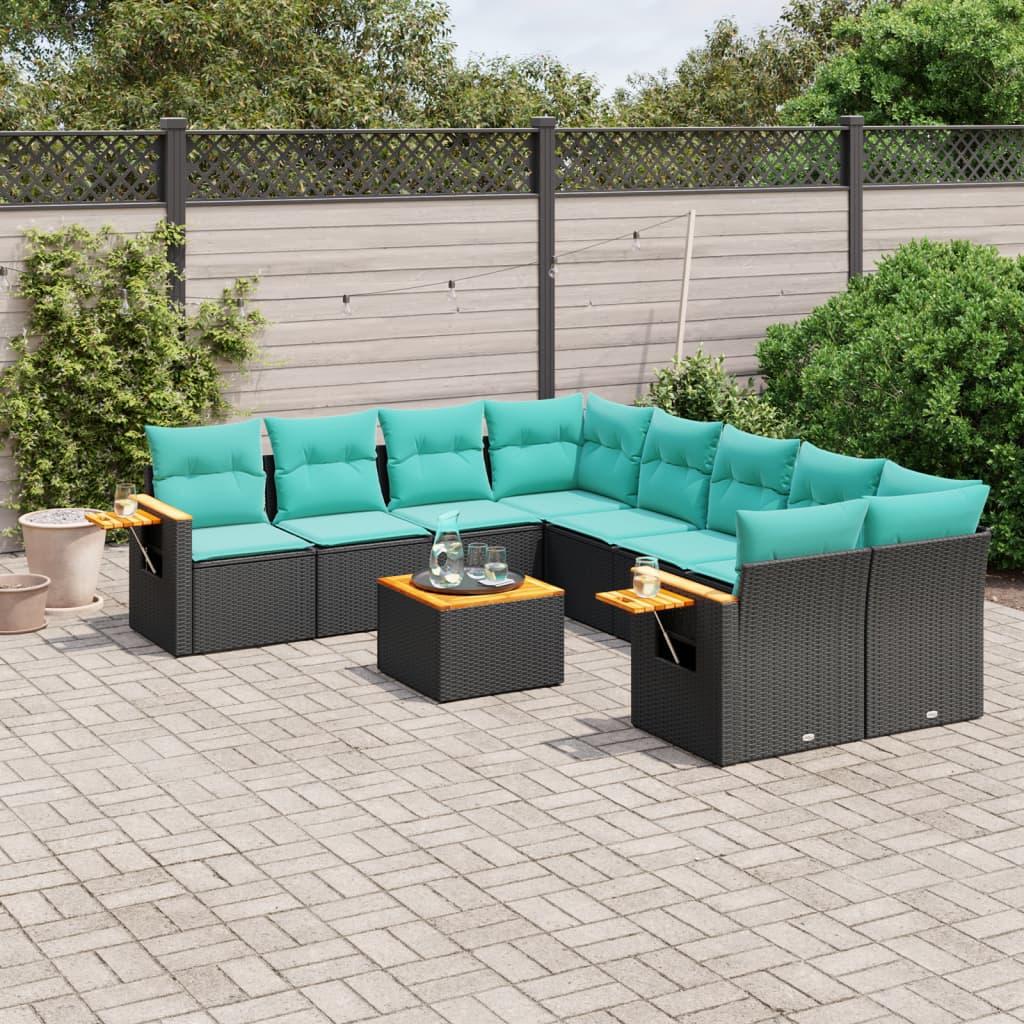 Sofasæt Til Haven 9 Dele Med Hynder Polyrattan - Sort