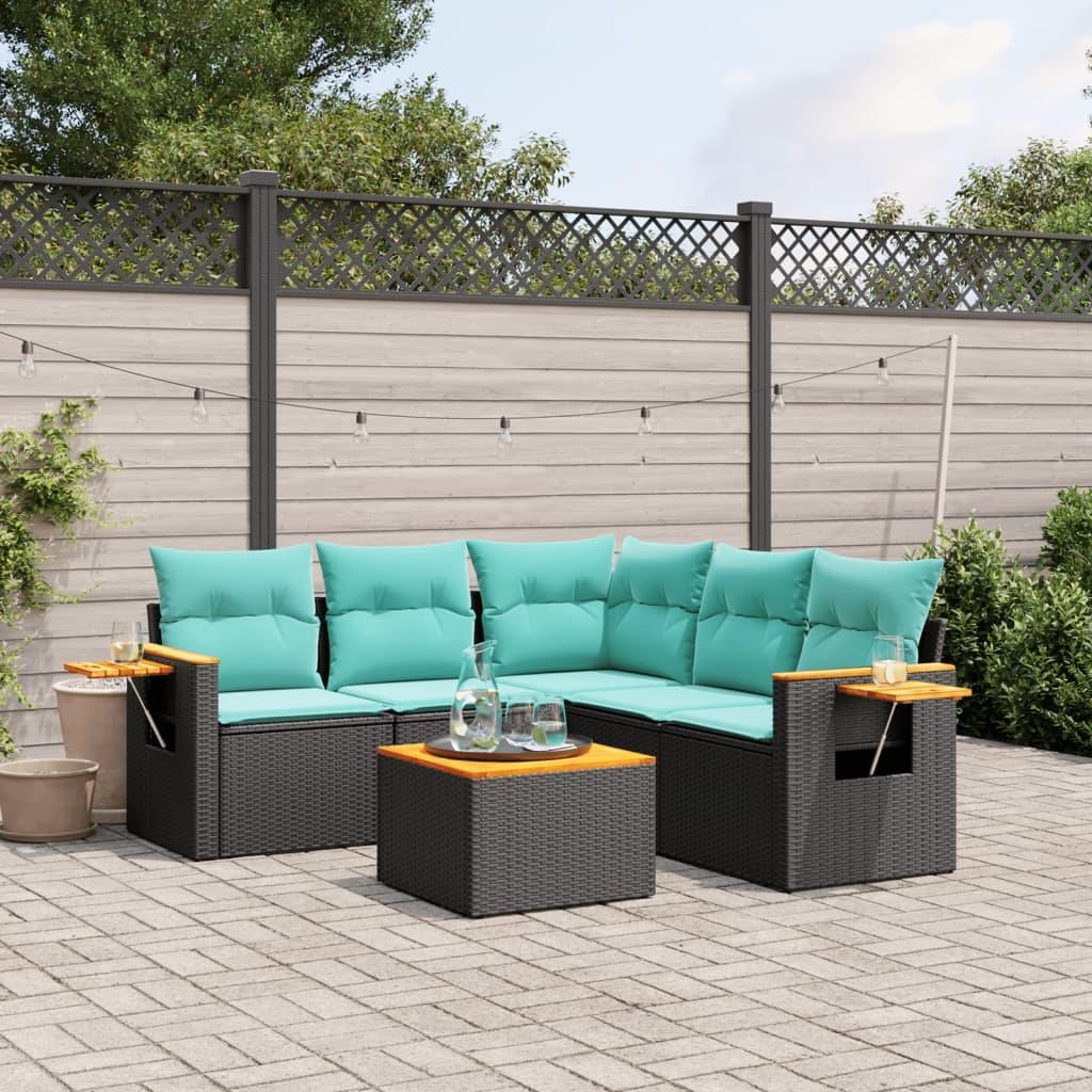 Sofasæt Til Haven 5 Dele Med Hynder Polyrattan - Sort / Med bord