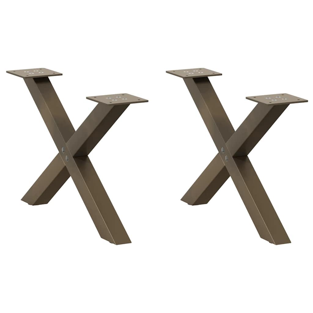 Sofabordben X-formet 2 stk. naturstål 50x(30-31) cm stål