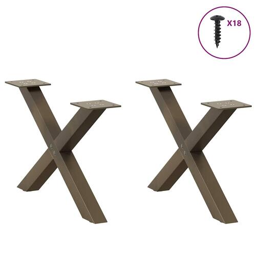 Sofabordben X-formet 2 stk. naturstål 50x(30-31) cm stål