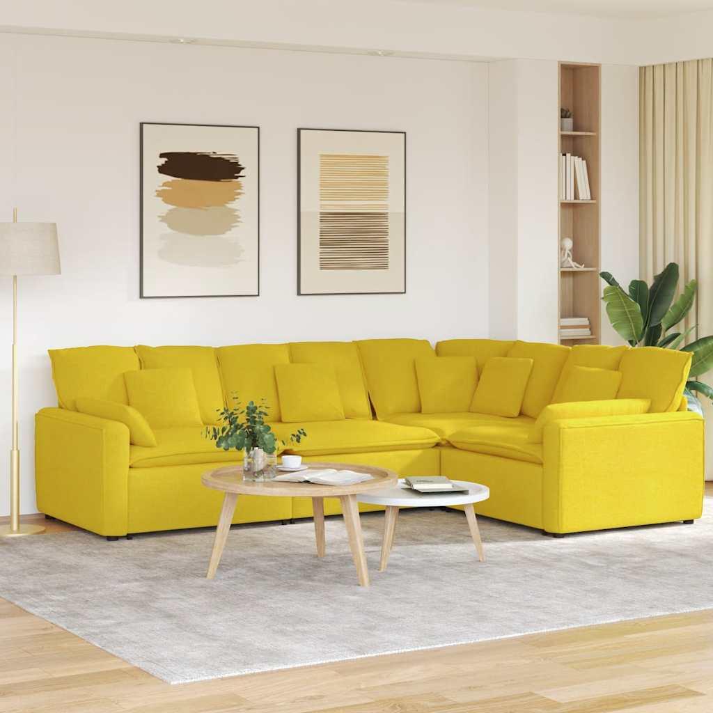 Modulsofa med hynder stof lysegul