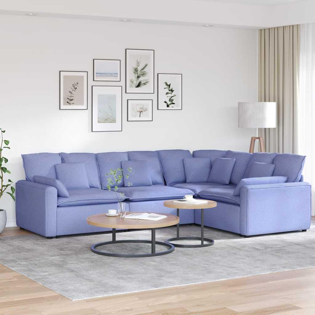 Modulsofa med hynder stof jeansblå