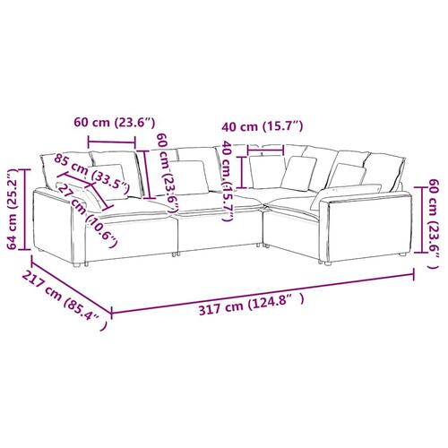 Modulsofa med hynder stof jeansblå