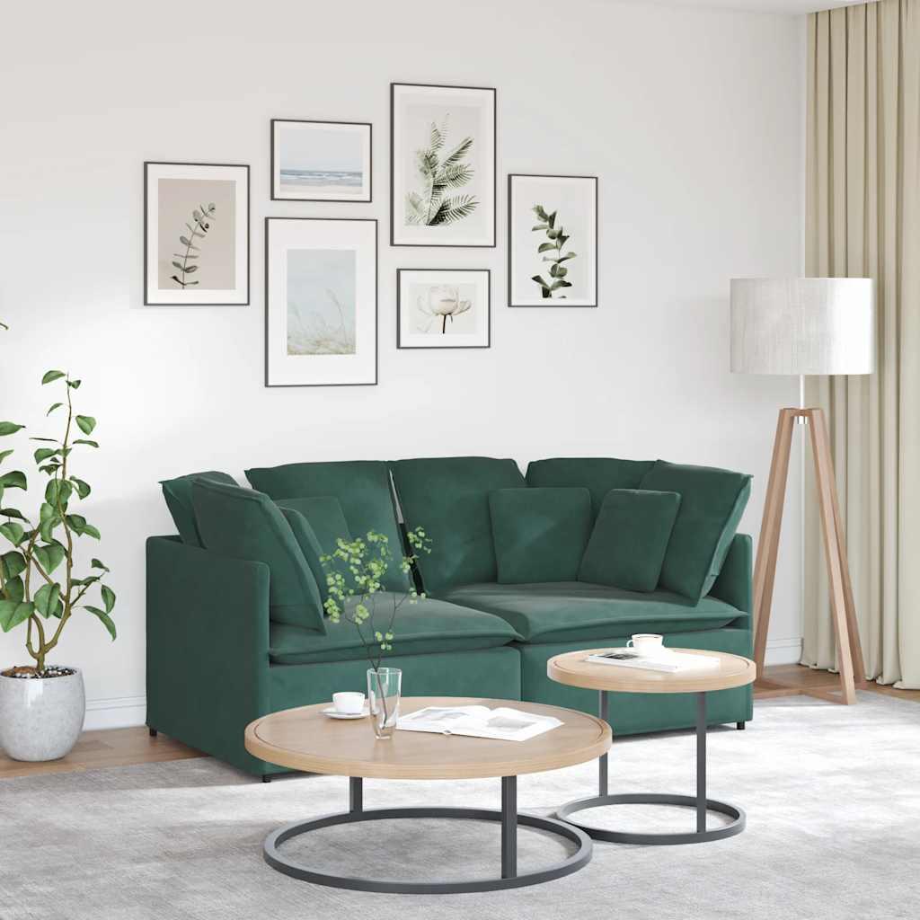 Modulsofa med hynder fløjl mørkegrøn