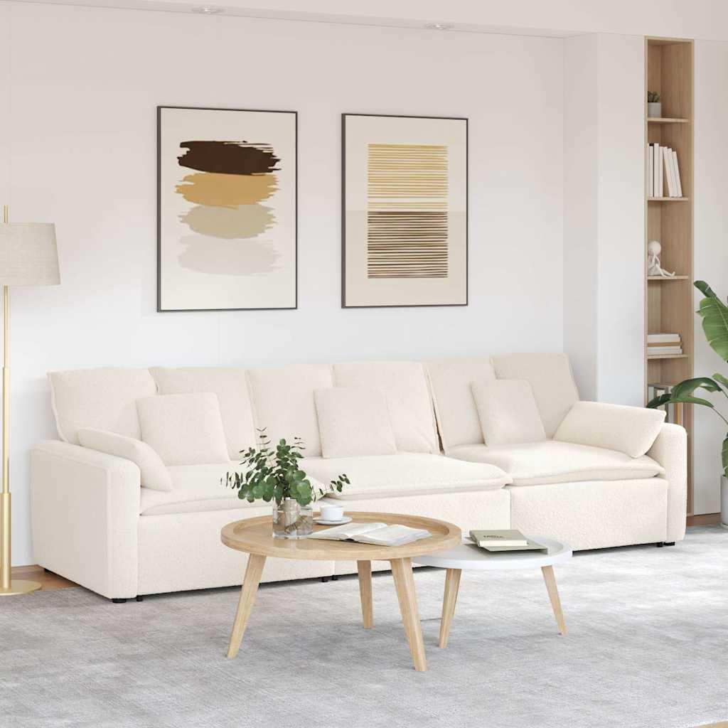 Modulsofa med hynder - cremefarvet, 3-delt sektion