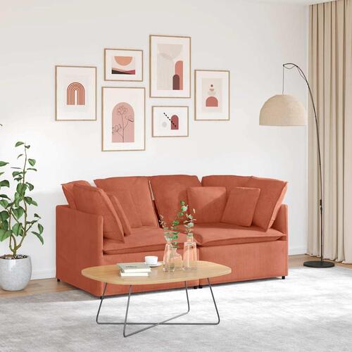 Modulsofa med hynder fløjlsstof rød orange