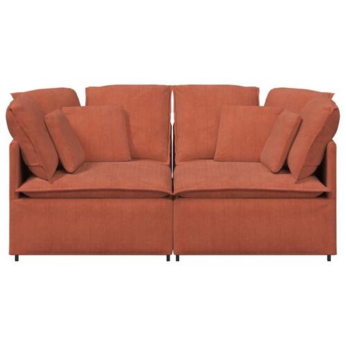 Modulsofa med hynder fløjlsstof rød orange