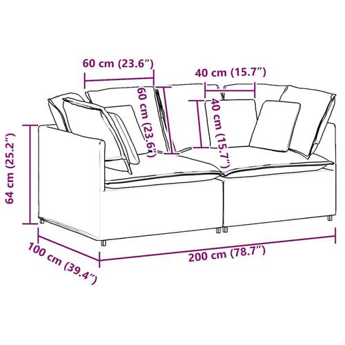 Modulsofa med hynder fløjlsstof rød orange