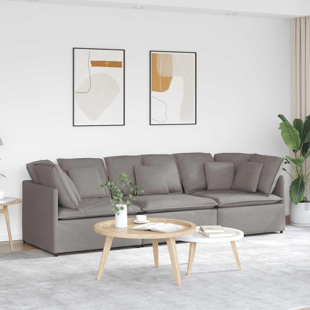 Modulsofa med hynder i stof - gråbrun, 3 dele