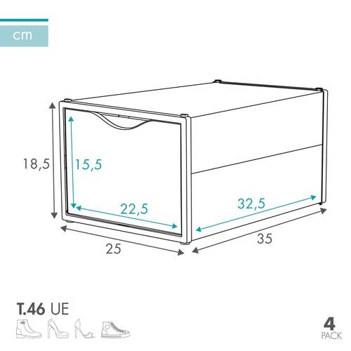 Stabelbar skotøjsæske Max Home polypropylen ABS 25 x 18,5 x 35 cm (4 enheder)