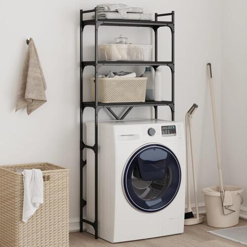 Vaskemaskineskab 67x25x163 cm konstrueret træ sort (OUTLET A)