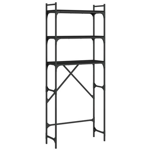 Vaskemaskineskab 67x25x163 cm konstrueret træ sort (OUTLET A)
