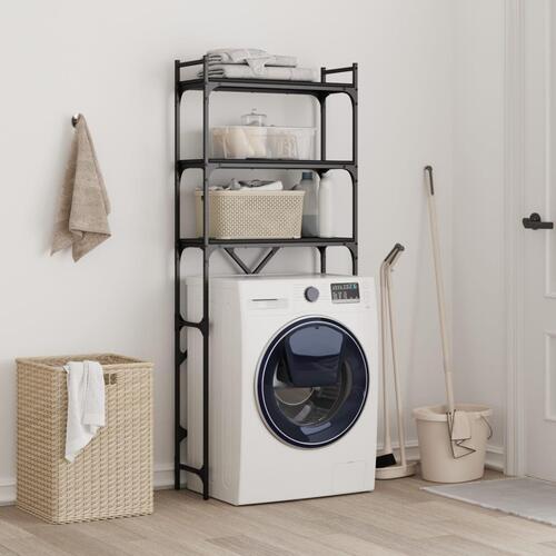 Vaskemaskineskab 67x25x163 cm konstrueret træ sort (OUTLET A)