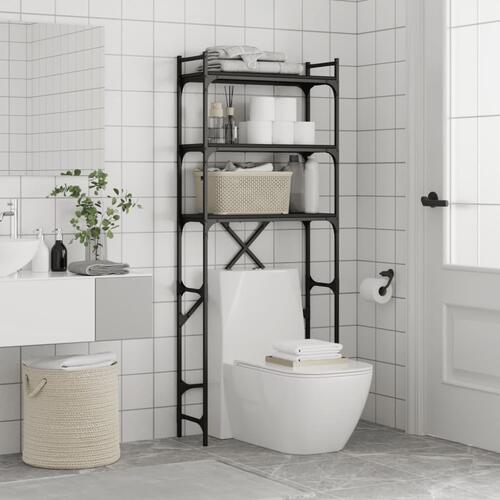 Vaskemaskineskab 67x25x163 cm konstrueret træ sort (OUTLET A)