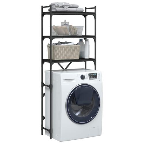 Vaskemaskineskab 67x25x163 cm konstrueret træ sort (OUTLET A)