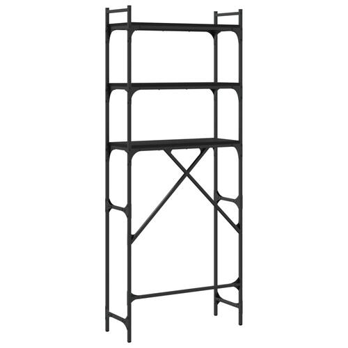 Vaskemaskineskab 67x25x163 cm konstrueret træ sort (OUTLET A)
