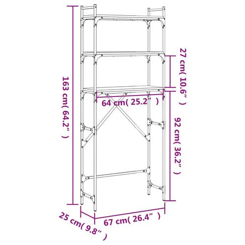 Vaskemaskineskab 67x25x163 cm konstrueret træ sort (OUTLET A)