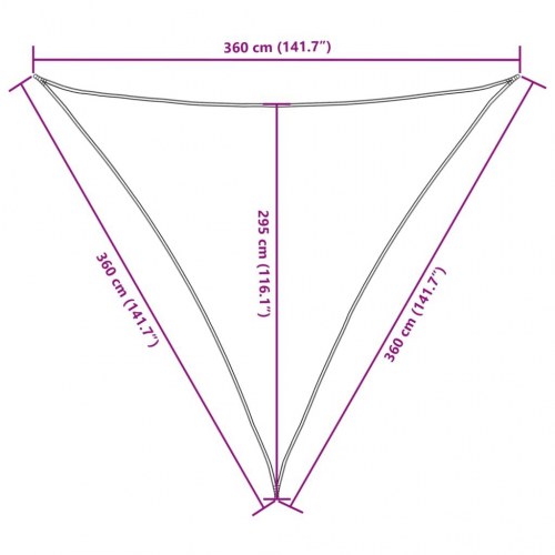 Solsejl 3,6x3,6x3,6 m oxfordstof trekantet gul