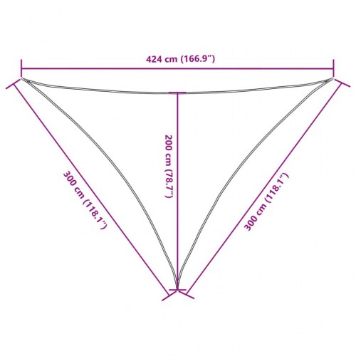 Trekantet solsejl 3 x 3 x 4,24 m i oxfordstof - brun