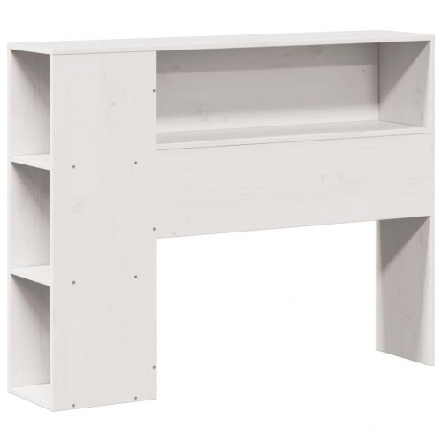 Seng med reol 75×190 cm - massivt fyrretræ, hvid (uden madras)