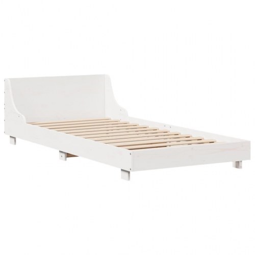Sengeramme med opbevaring 75×190 cm - massivt fyrretræ, hvid