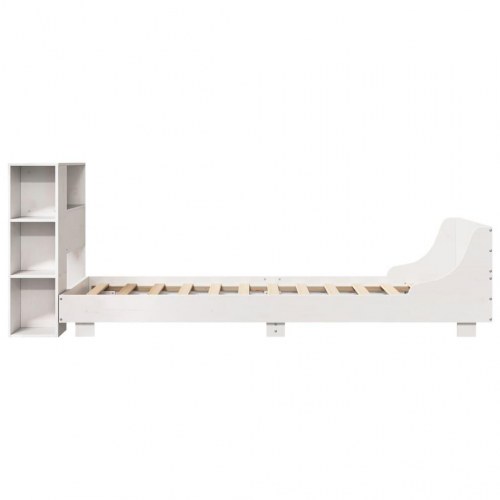 Sengeramme med opbevaring 75×190 cm - massivt fyrretræ, hvid