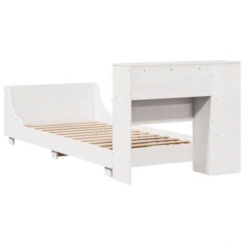 Sengeramme med opbevaring 75×190 cm - massivt fyrretræ, hvid