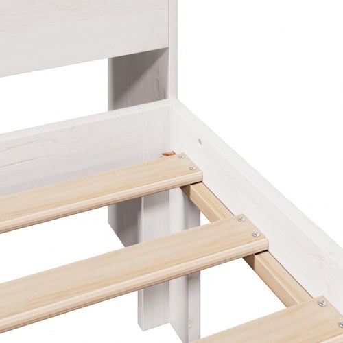 Seng med reol uden madras 75×190 cm - massivt fyrretræ, hvid