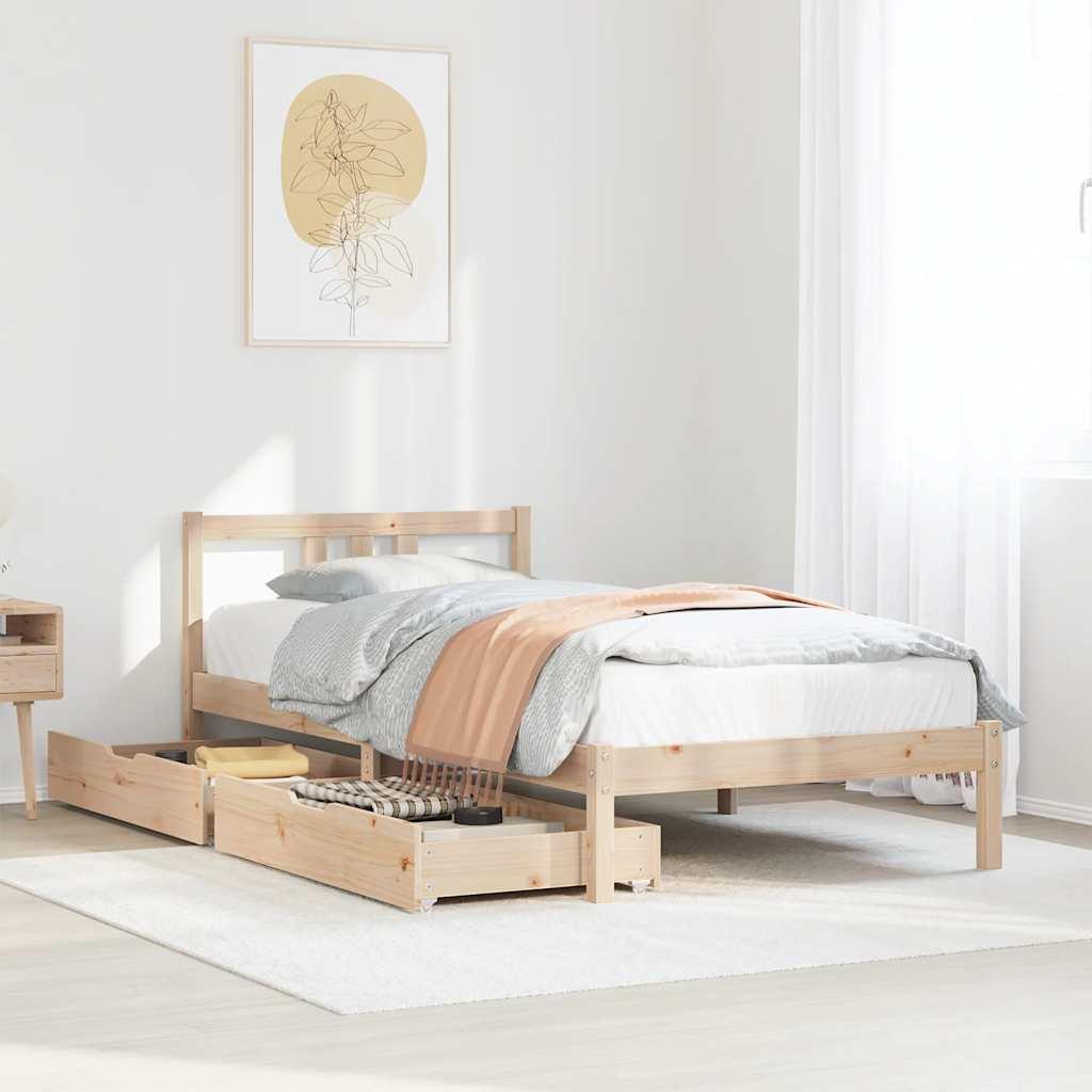 Sengeramme Uden Madras Massivt Fyrretræ - Naturfarvet / 90 x 190 cm