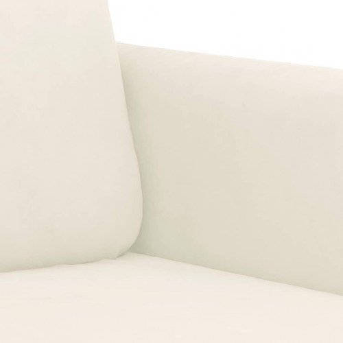 Sofasæt i velour - 3 dele med puder og fodskammel, cremefarvet