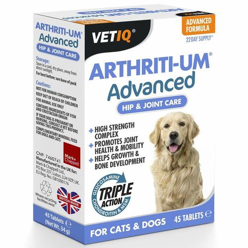 Tilskud og vitaminer Mark & Chappell VETIQ ARTHRITI-UM ADVANCED