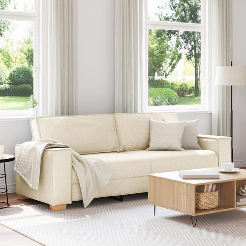 Sofa Stol Lin 59 cm Beige Stof og træ 3-personers Sofa