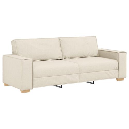 Sofa Stol Lin 59 cm Beige Stof og træ 3-personers Sofa