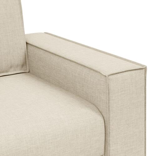 Sofa Stol Lin 59 cm Beige Stof og træ 3-personers Sofa