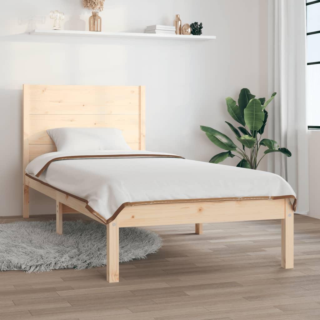 Sengeramme 90x200 cm i massivt fyrretræ - med hovedgærde