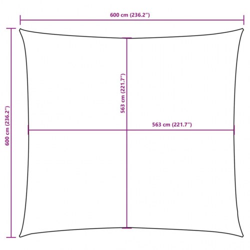 Solsejl 6 x 6 m firkantet - oxfordstof, gul