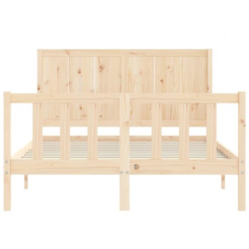 Sengeramme med sengegavl dobbelt massivt træ