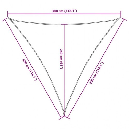 Solsejl trekantet 3 x 3 x 3 m - brun oxfordstof