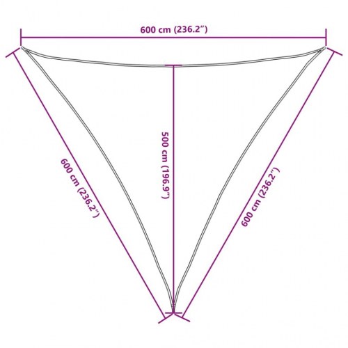Solsejl trekantet 6×6×6 m i oxfordstof - brun