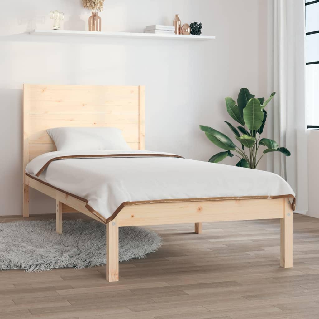 Sengeramme 90 x 190 cm i massivt fyrretræ - med sengegærde