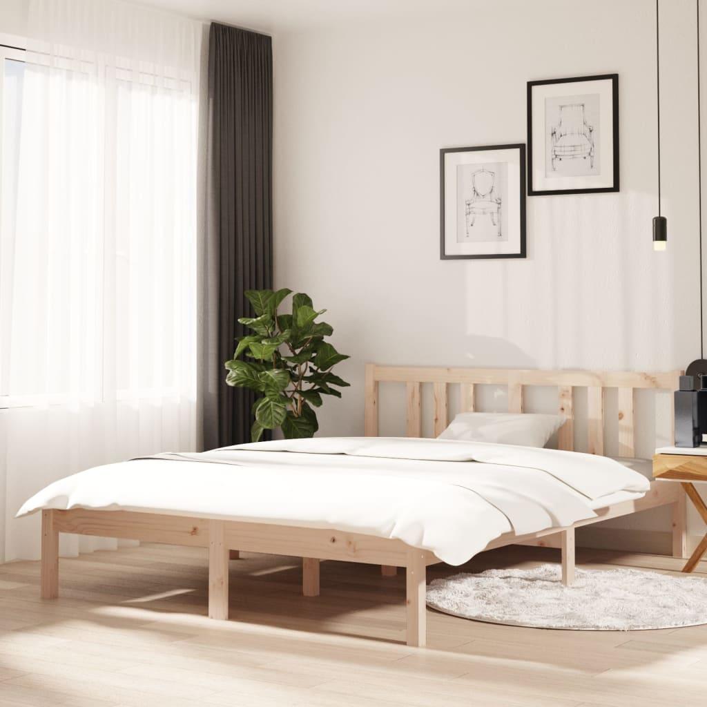 Sengeramme i massivt fyrretræ 135 x 190 cm - dobbeltseng med sengegærde