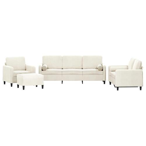 Sofasæt 4 dele med puder velour cremefarvet
