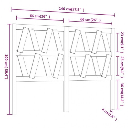 Sengegærde 146 × 4 × 100 cm i massivt fyrretræ