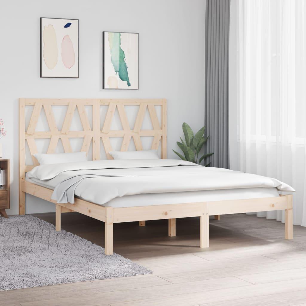 Sengeramme 140 x 190 cm i massivt fyrretræ - natur