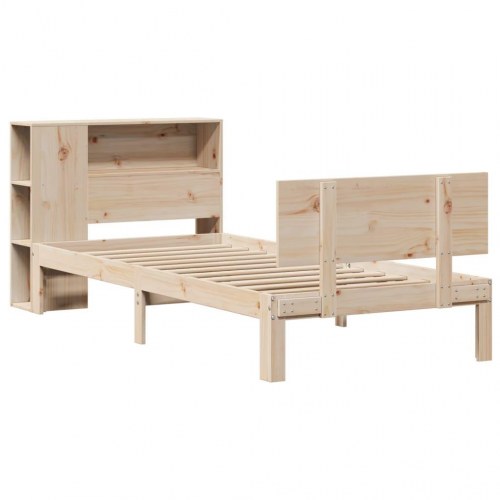 Seng med reol uden madras 90x190 cm massivt fyrretræ