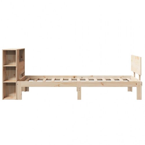 Seng med reol uden madras 90x190 cm massivt fyrretræ