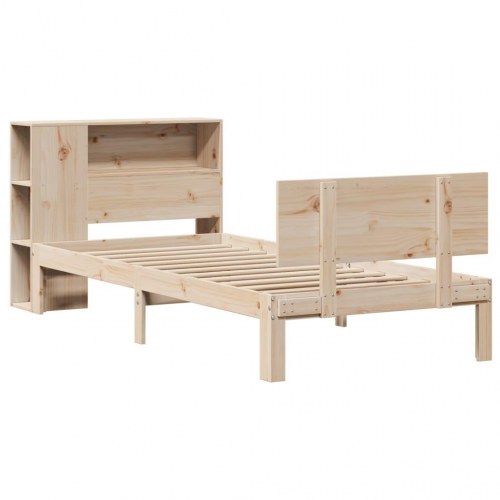 Seng med reol uden madras 90x200 cm massivt fyrretræ