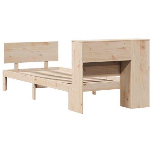 Seng med reol uden madras 90x200 cm massivt fyrretræ