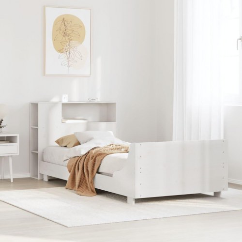 Sengeramme uden madras 90x200 cm massivt fyrretræ hvid